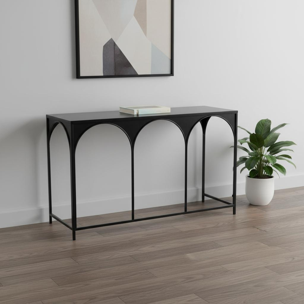 668872 50 in. Black Steel Frame Console Table