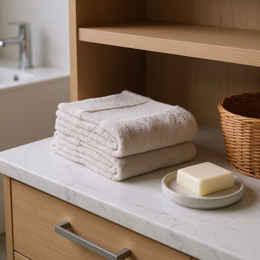 700333 16 x 30 in. Beige Cotton Quick Dry Terry Cloth Hand Towels, Set of 2