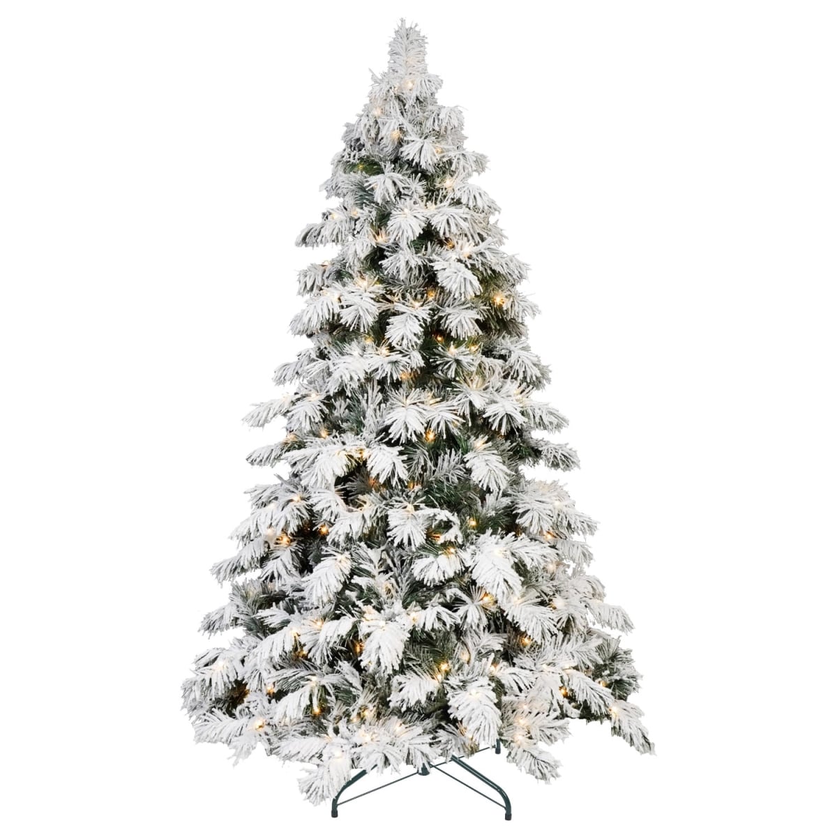 713069 8 ft. Pre Lit Full Flocked Pine Christmas Tree