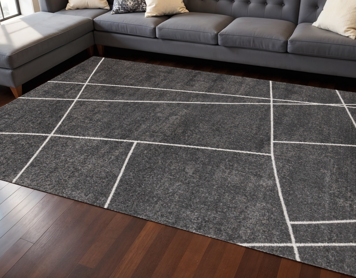660276 8 x 11 ft. Gray & White Abstract Rectangle Area Rug