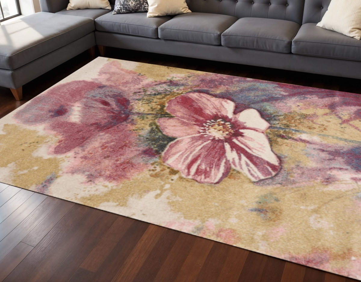 661358 8 x 11 ft. Yellow & Pink Floral Rectangle Area Rug