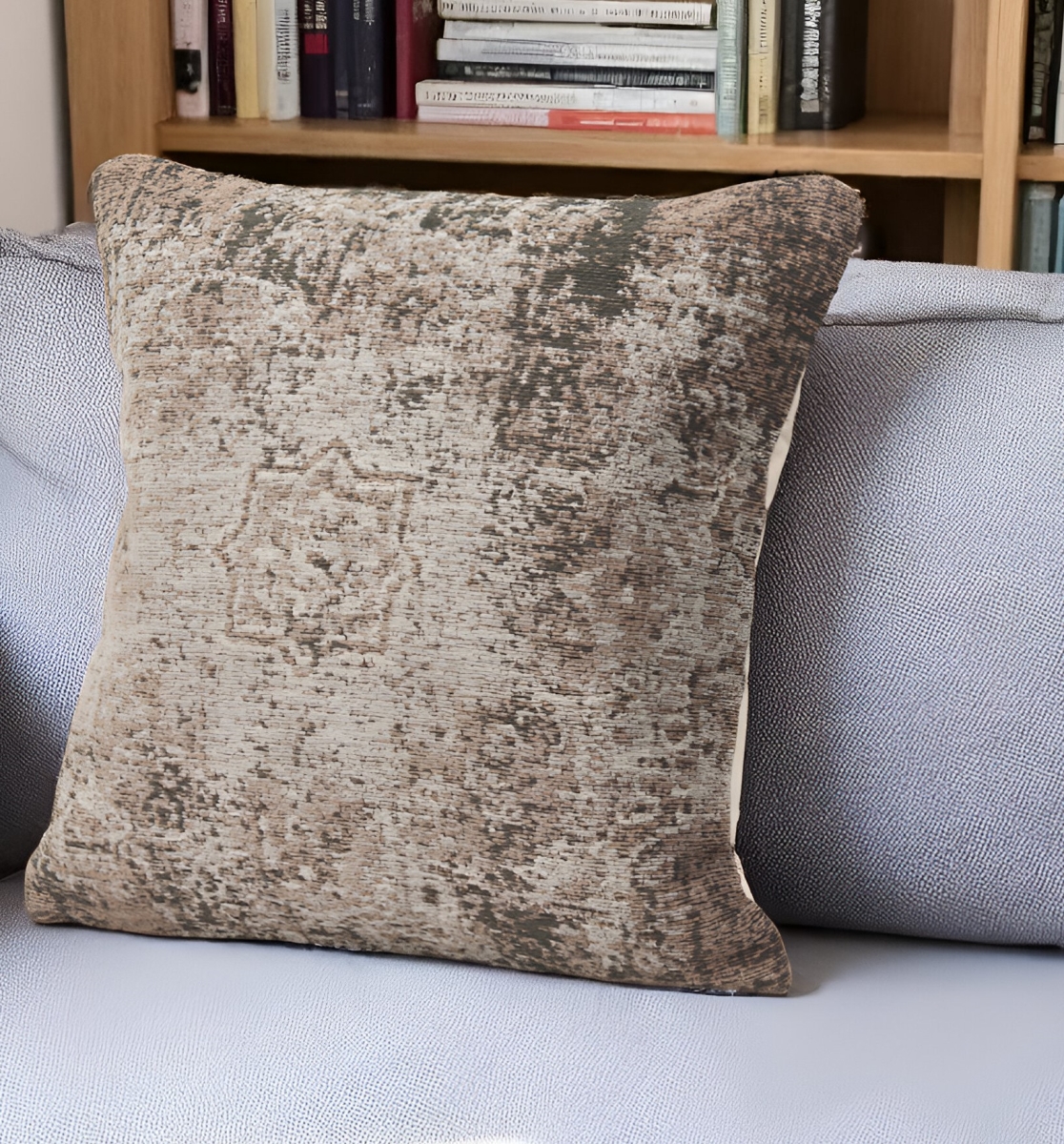 608193 20 in. Taupe Chenille Throw Pillow Cover with Texture