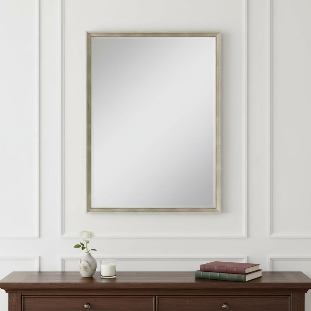 632771 38 in. Silver Wood Accent Mirror