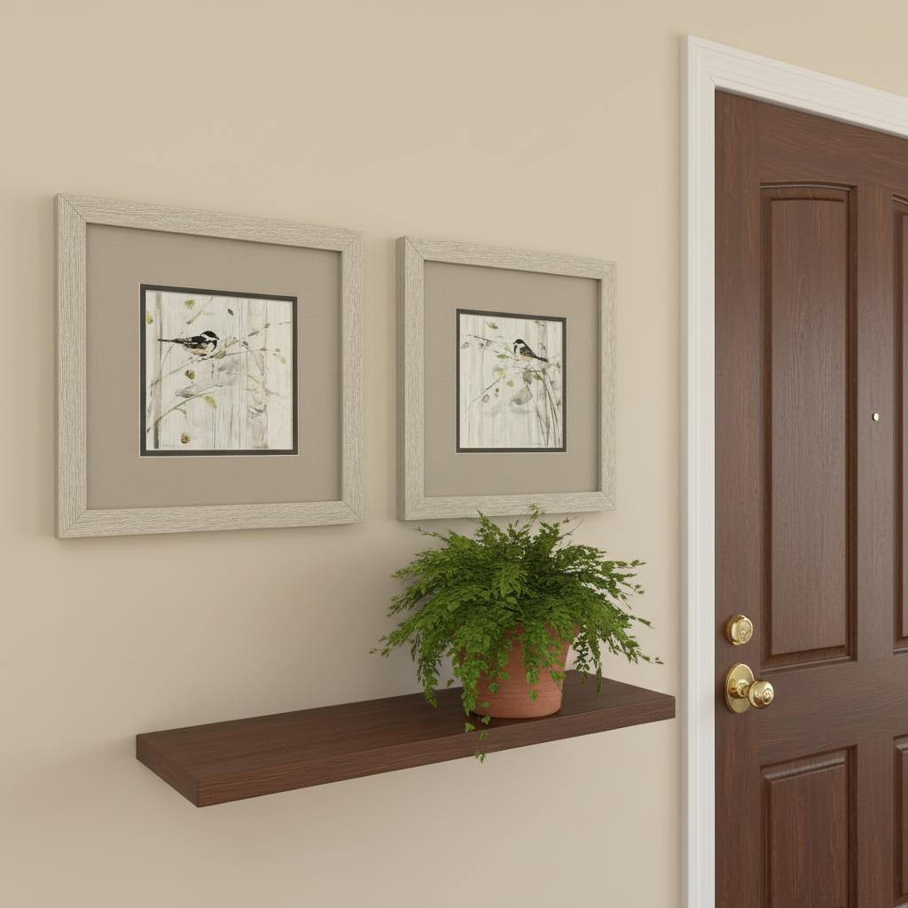 653063 Heavenly Spring Distressed White Framed Wall Art, Set of 2