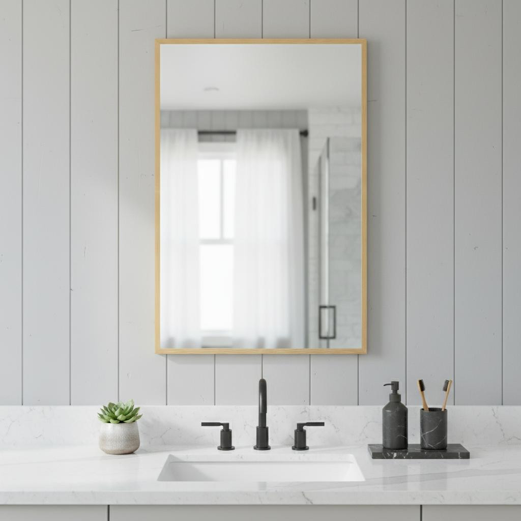 719467 36 in. Gold Metal Framed Bathroom Vanity Mirror