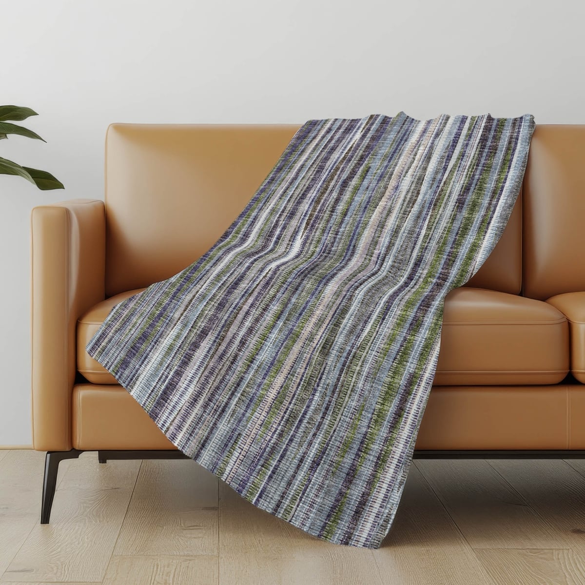 698999 50 x 70 in. Plum & Ivory Striped Microfiber Plush Throw Blanket