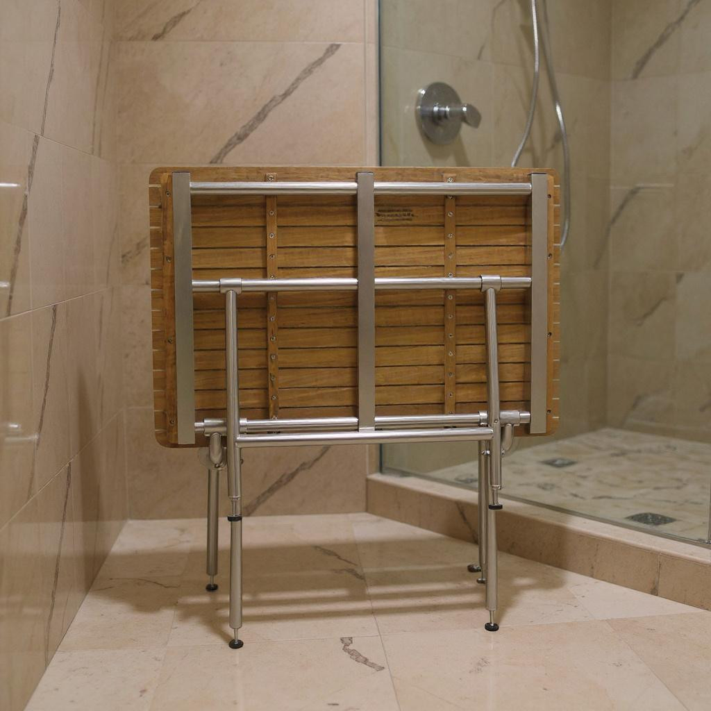 549367 18 x 42 in. Brown Teak Rectangular Shower Bench