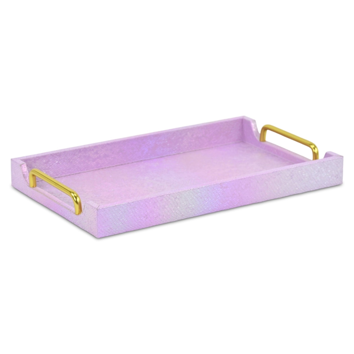 Picture of HomeRoots 713550 16 in. Pink Faux Shagreen Serving Tray with Handles