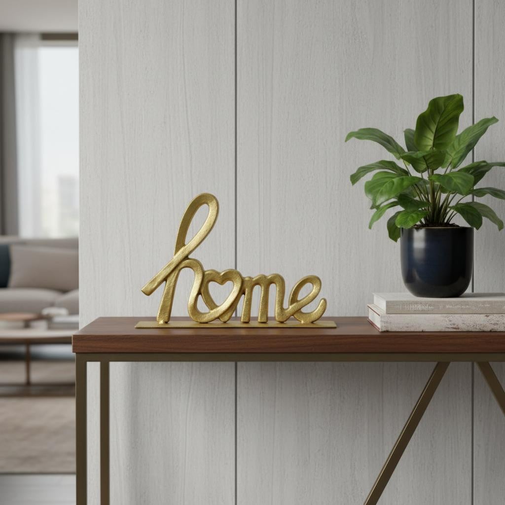 634468 12 in. Gold Cast Iron Home Hand Painted Tabletop Sign