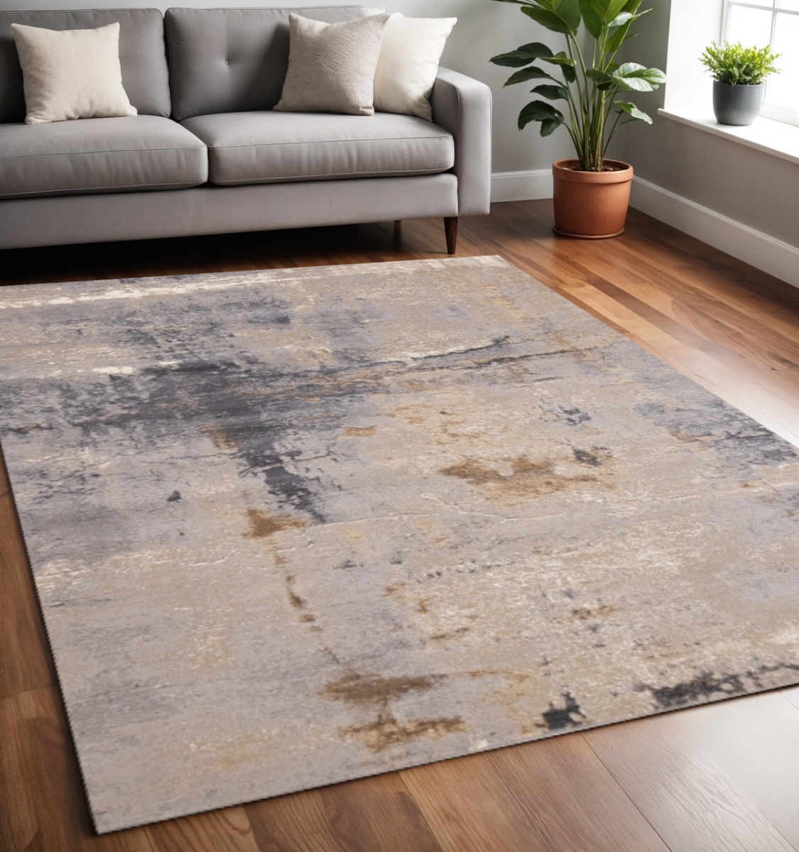 660096 5 x 8 ft. Taupe Brown & Gray Abstract Rectangle Area Rug