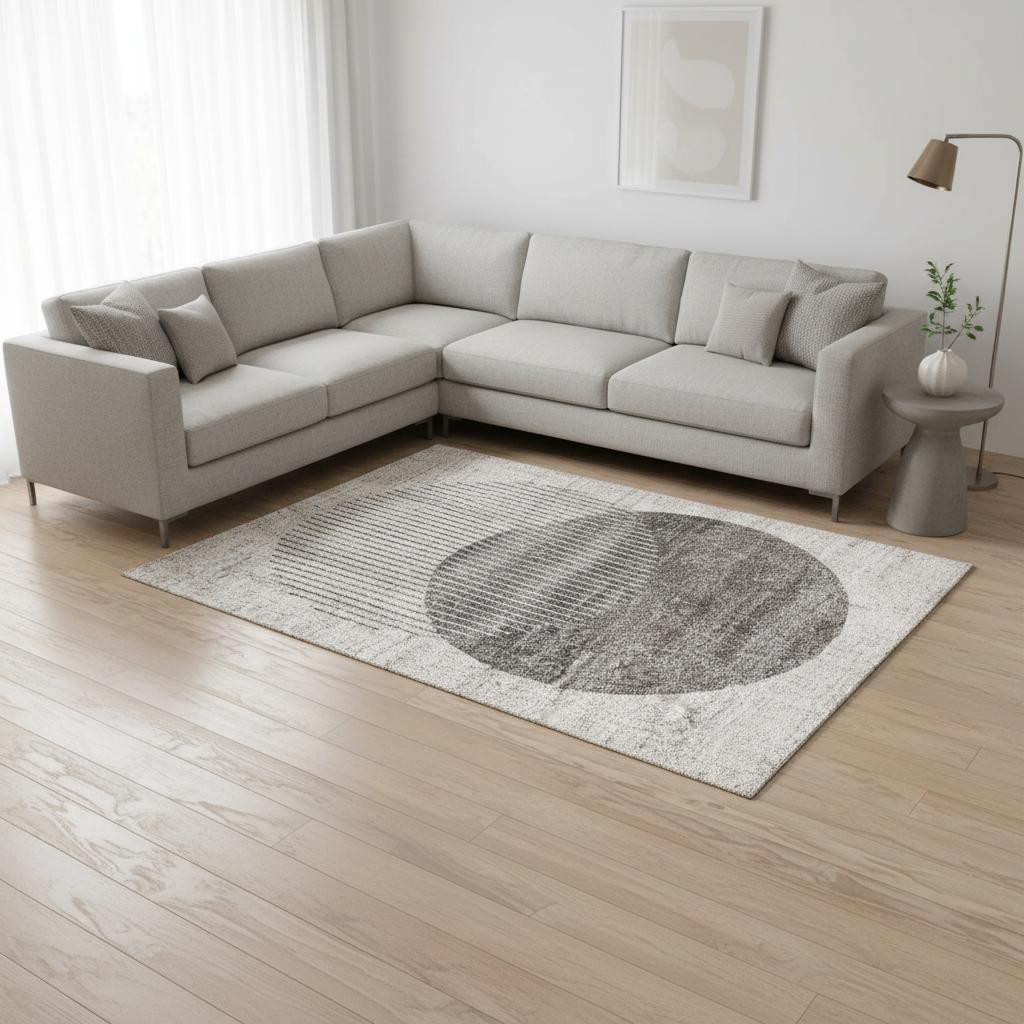 660068 8 x 11 ft. Gray & White Geometric Rectangle Area Rug