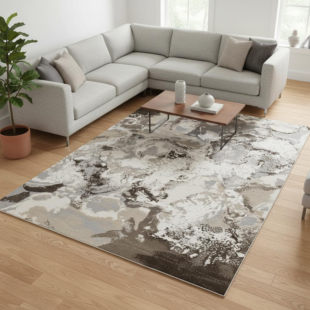 660194 8 x 11 ft. Taupe & Cream Abstract Rectangle Area Rug