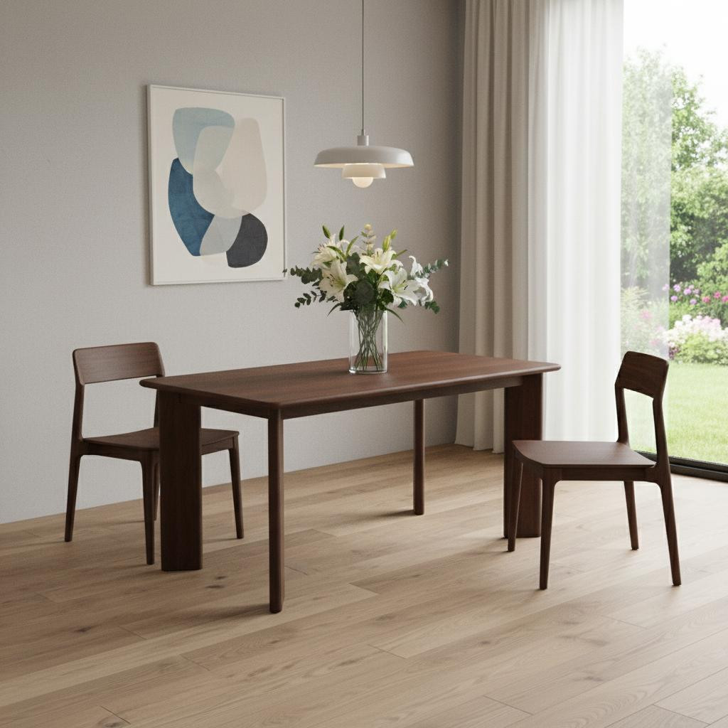 712853 66 in. Brown Solid Wood Dining Table