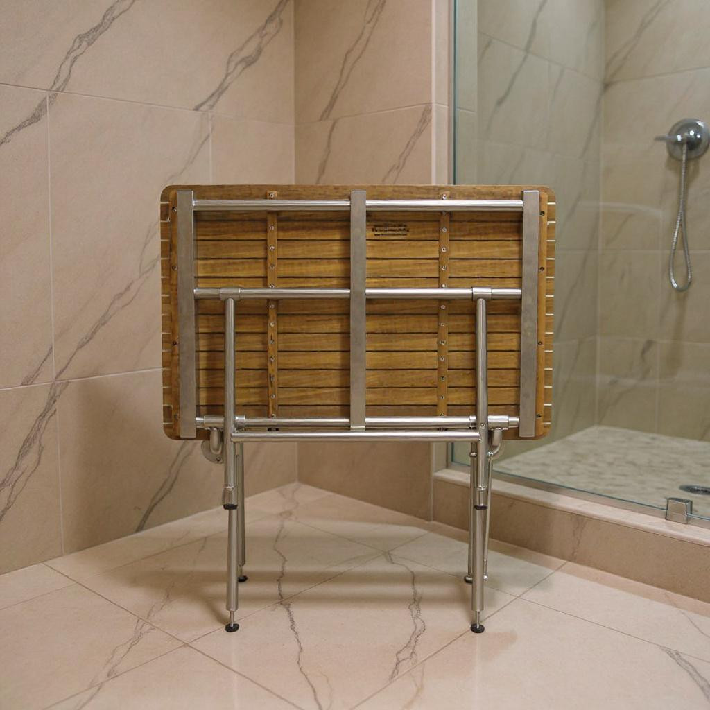 549368 18 x 42 in. Brown Teak Rectangular Shower Bench
