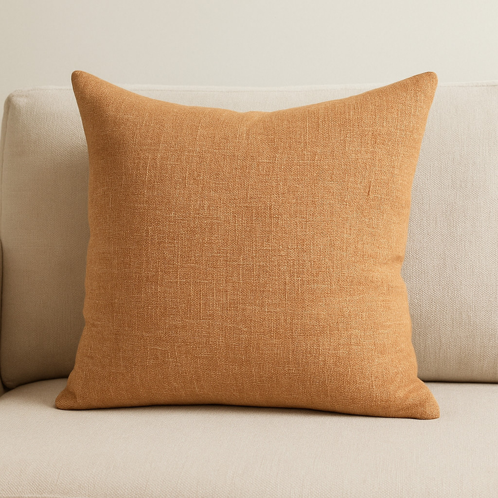 608214 22 in. Rust Linen Throw Pillow Cover with Texture