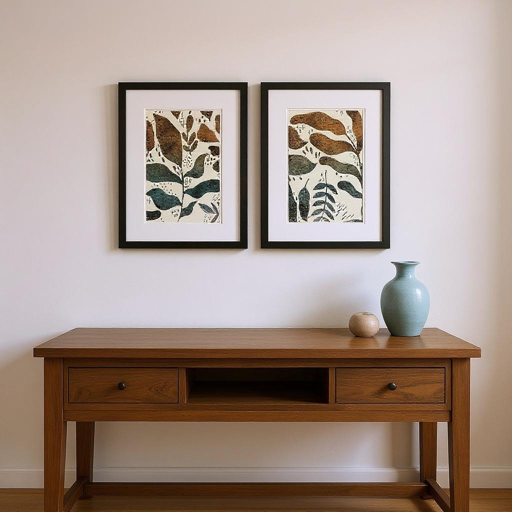 649322 Dyed Fall Brown Framed Wall Art, Set of 2