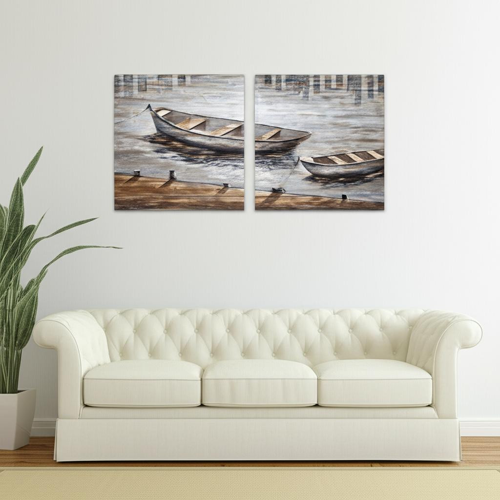 608842 Creekside Diptych Hand Painted Unframed Wall Art, Set of 2