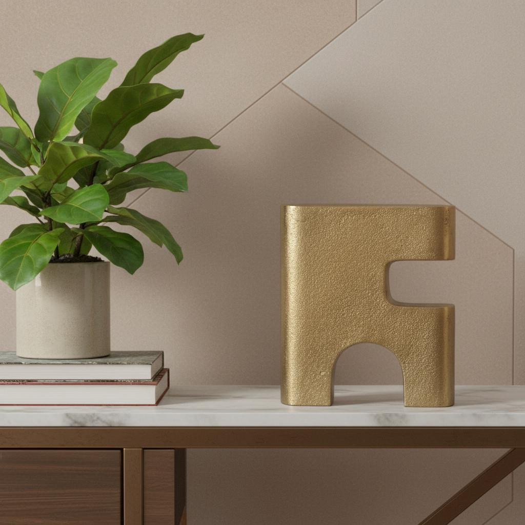 608730 10 in. Brass Aluminum Tabletop Sculpture
