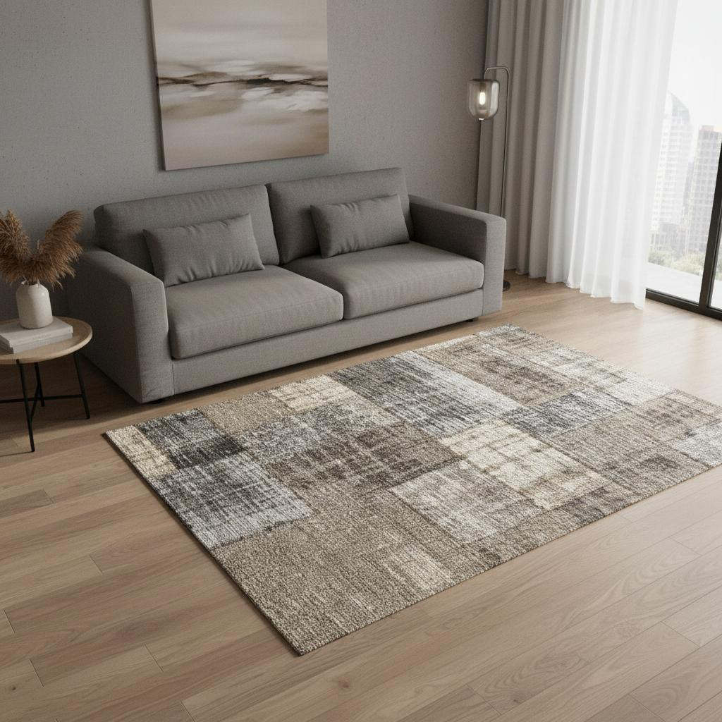 660283 5 x 8 ft. Gray Cream & Tan Abstract Rectangle Area Rug