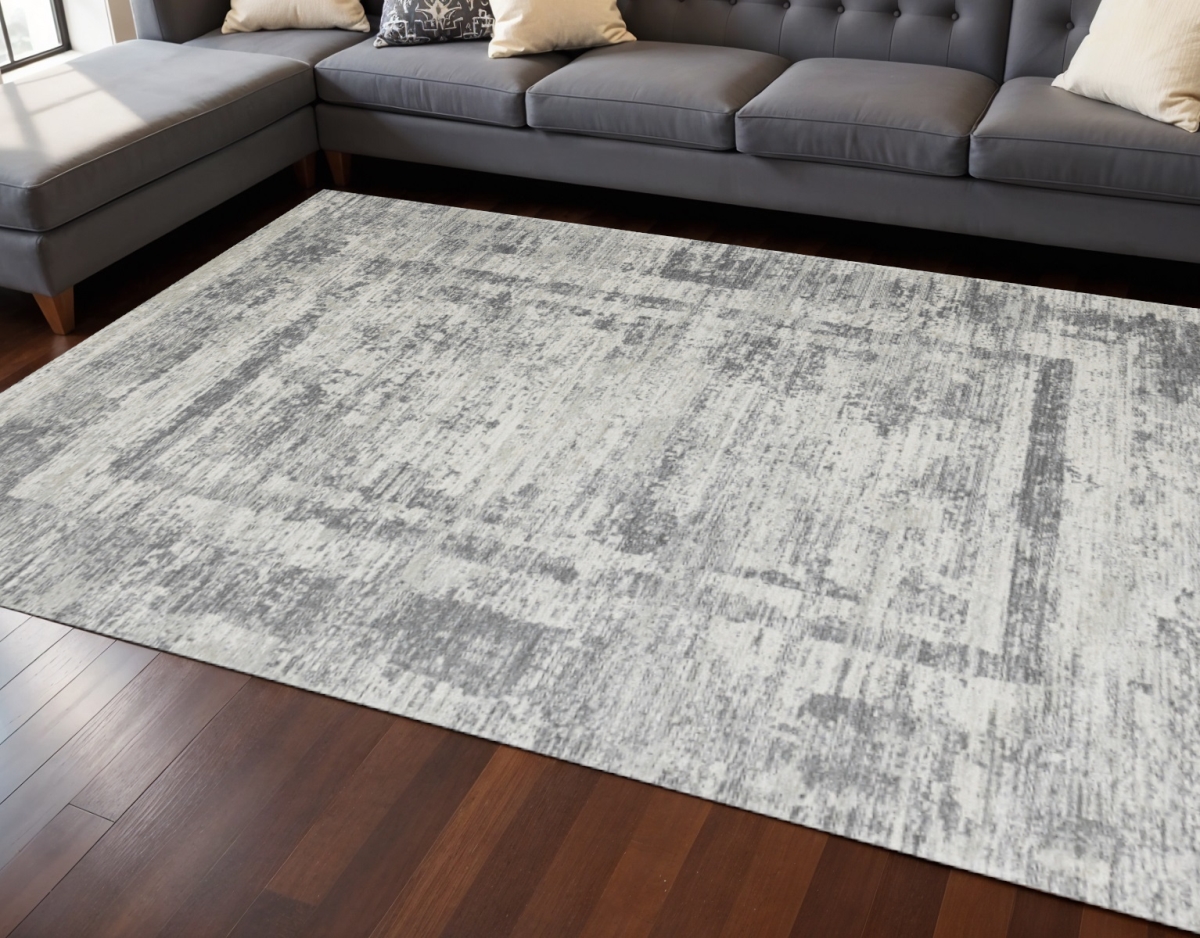 660079 8 x 11 ft. Gray & Charcoal Geometric Machine Made Rectangle Area Rug
