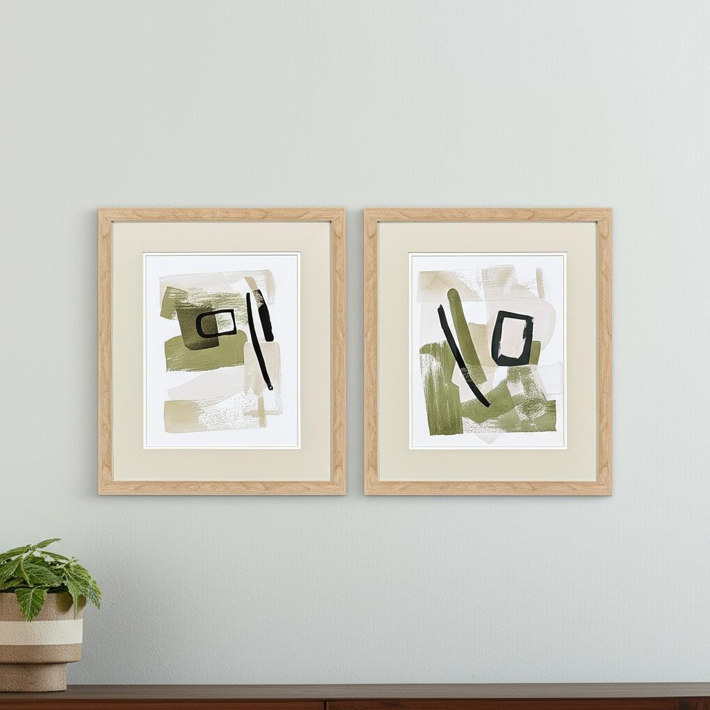 606710 Sage Treasures II Brown Framed Wall Art, Set of 2