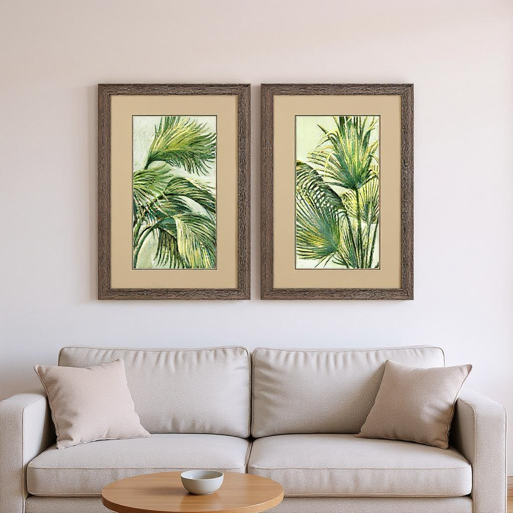 649159 Summer Breeze Brown Framed Wall Art, Set of 2