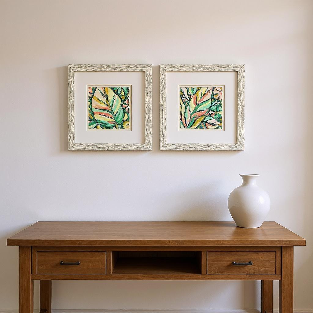 649311 Candy Tropicals II Distressed White Framed Wall Art, Set of 2