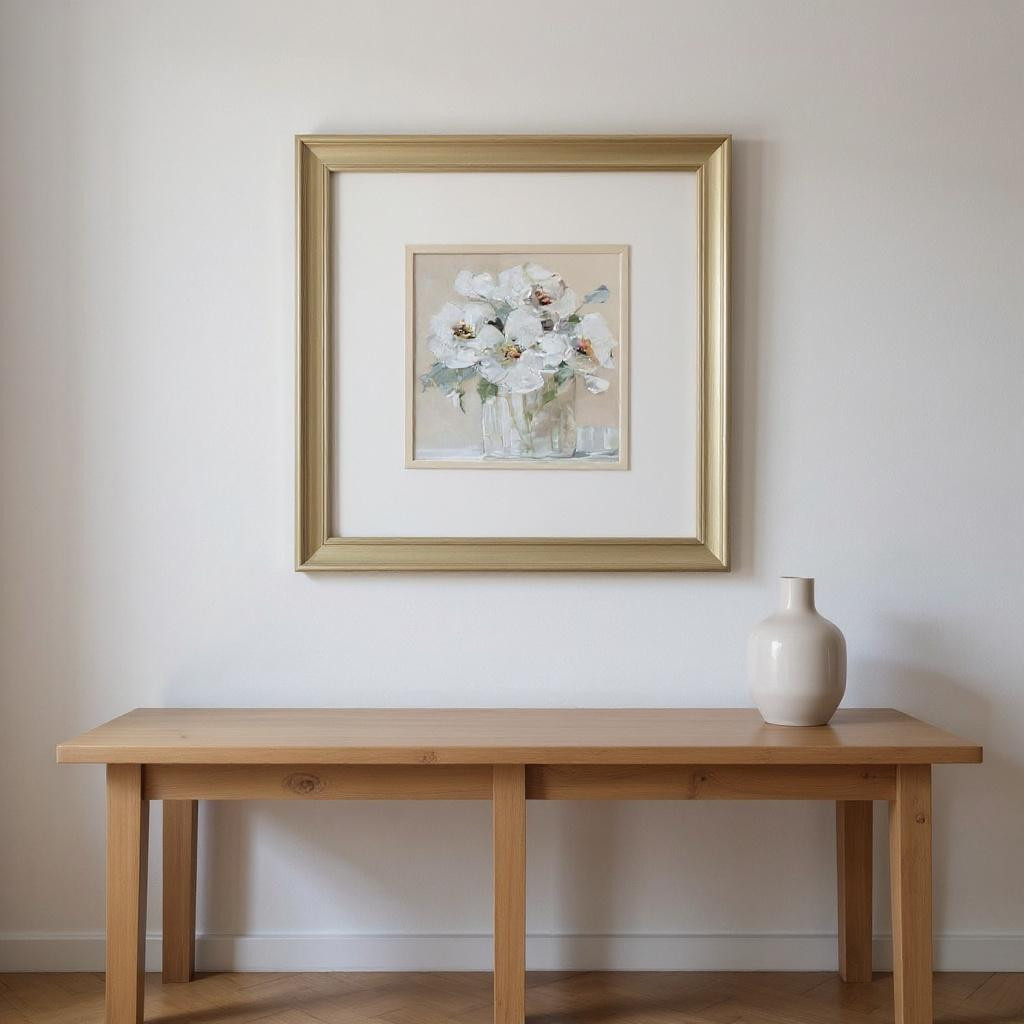 649139 Soft Whites Gold Framed Wall Art, Set of 2