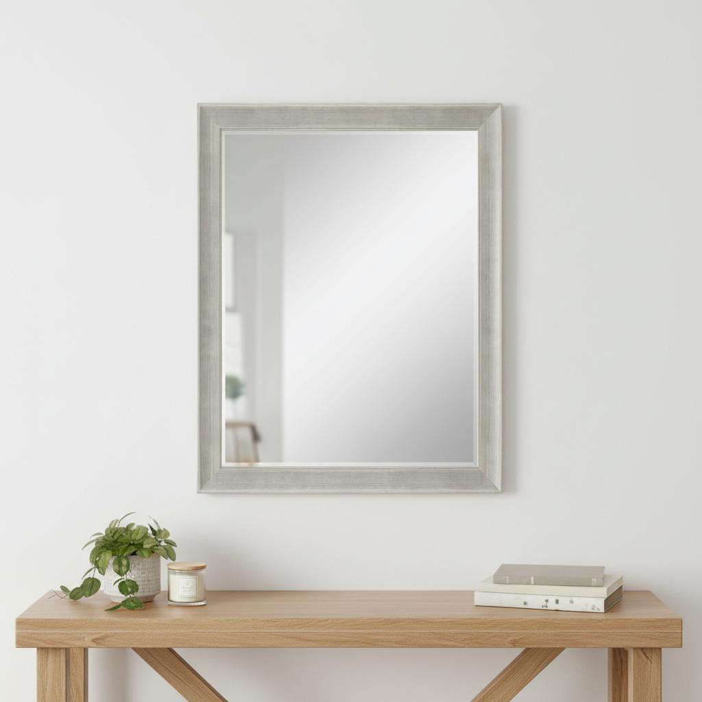 632815 53 in. Silver Solid Wood Framed Accent Mirror