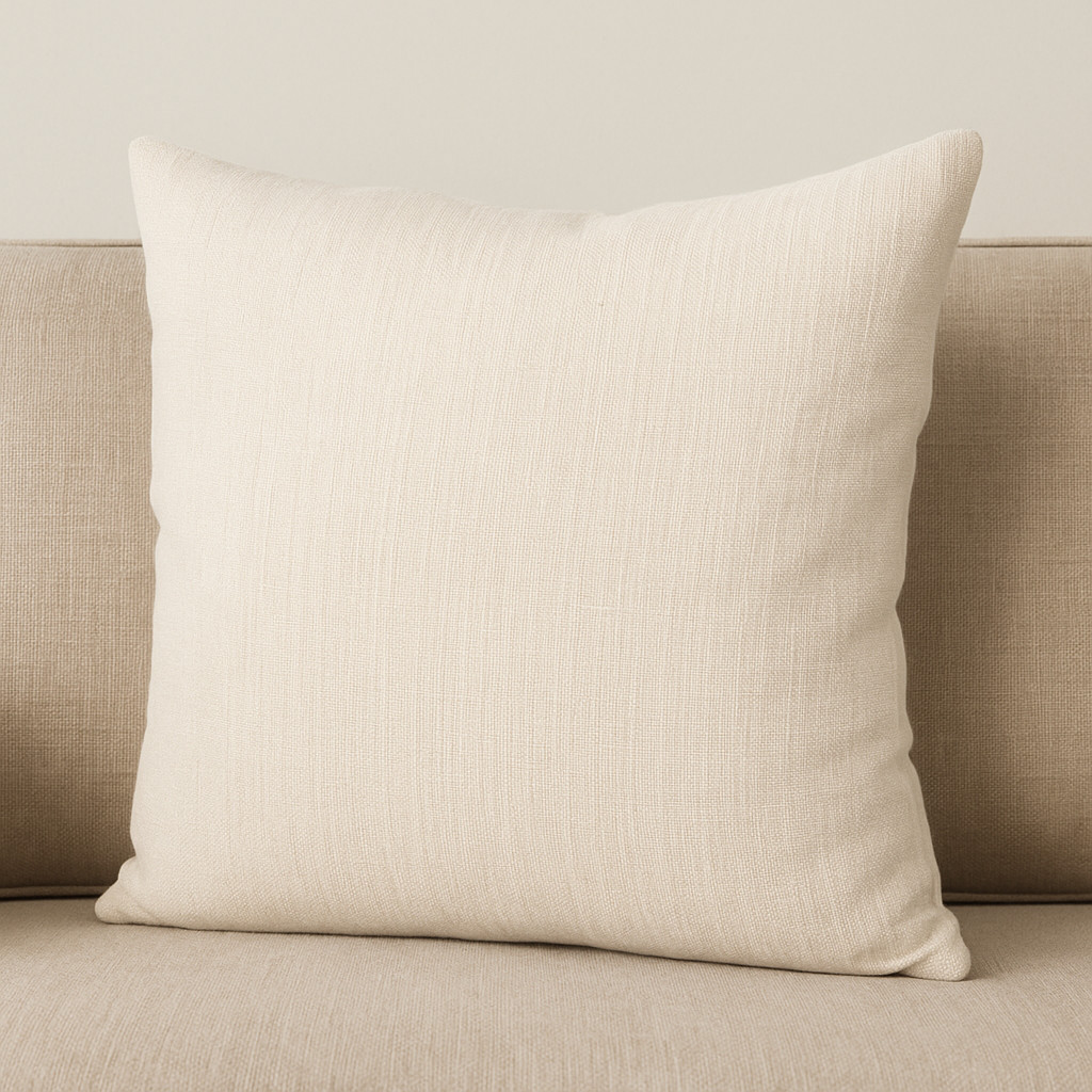 608218 22 in. Cream Linen Throw Pillow Cover with Texture