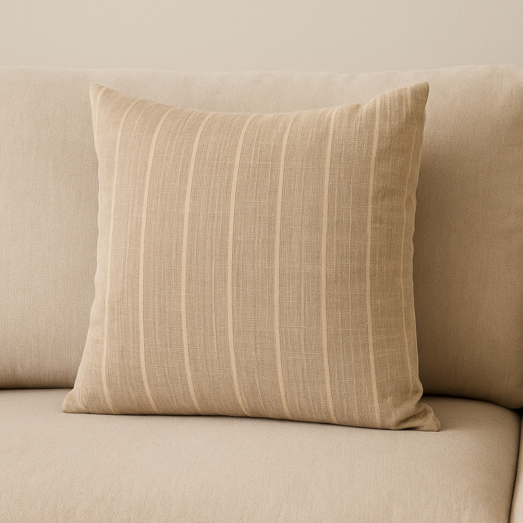 608202 22 in. Beige & Gray Plaid Cotton Blend Throw Pillow Cover with Texture