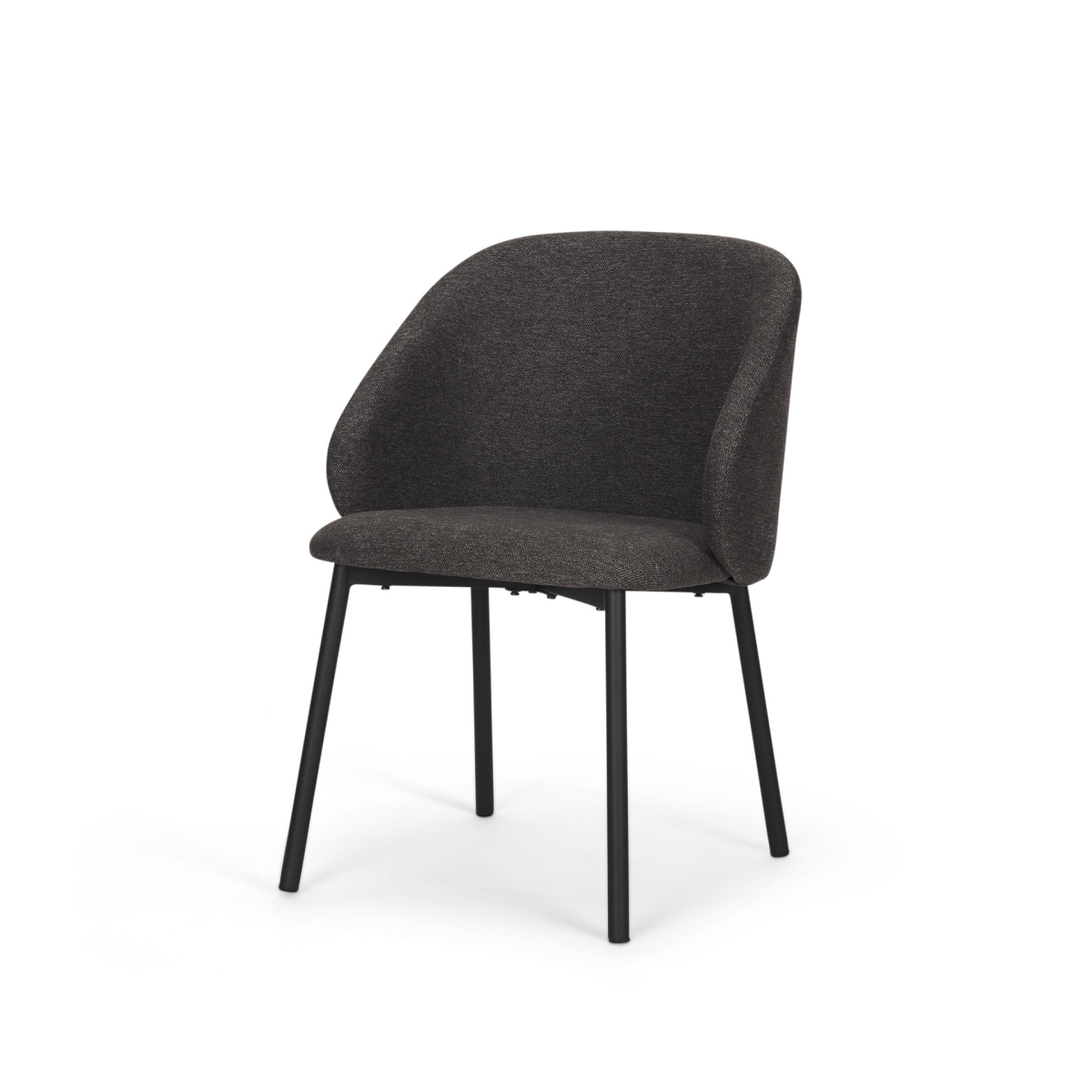 605668 Gray & Black Fabric & Wood Dining Side Chair