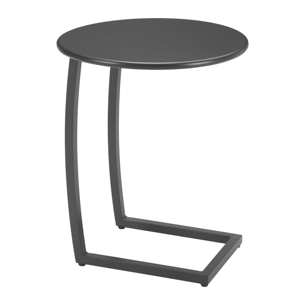 668537 20 in. Black Aluminum Round Outdoor Side Table