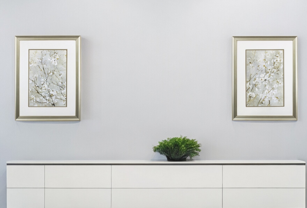 395645 Small White Flowers Wall Art, Set of 2