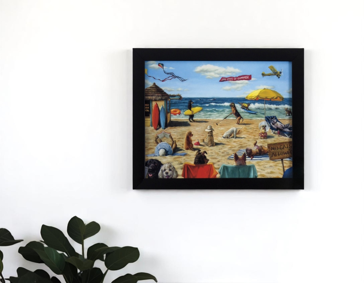 387798 9 x 11 in. Dog Days of Summer Black Framed Beach Wall Art