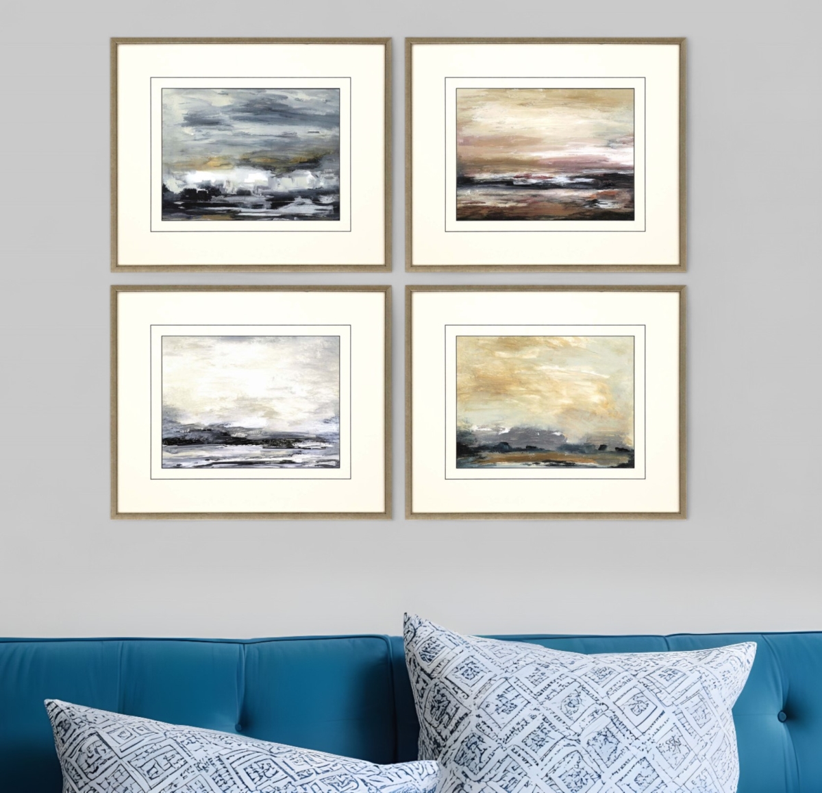 416429   Perspective Gold Framed Print Wall Art, Set of 4