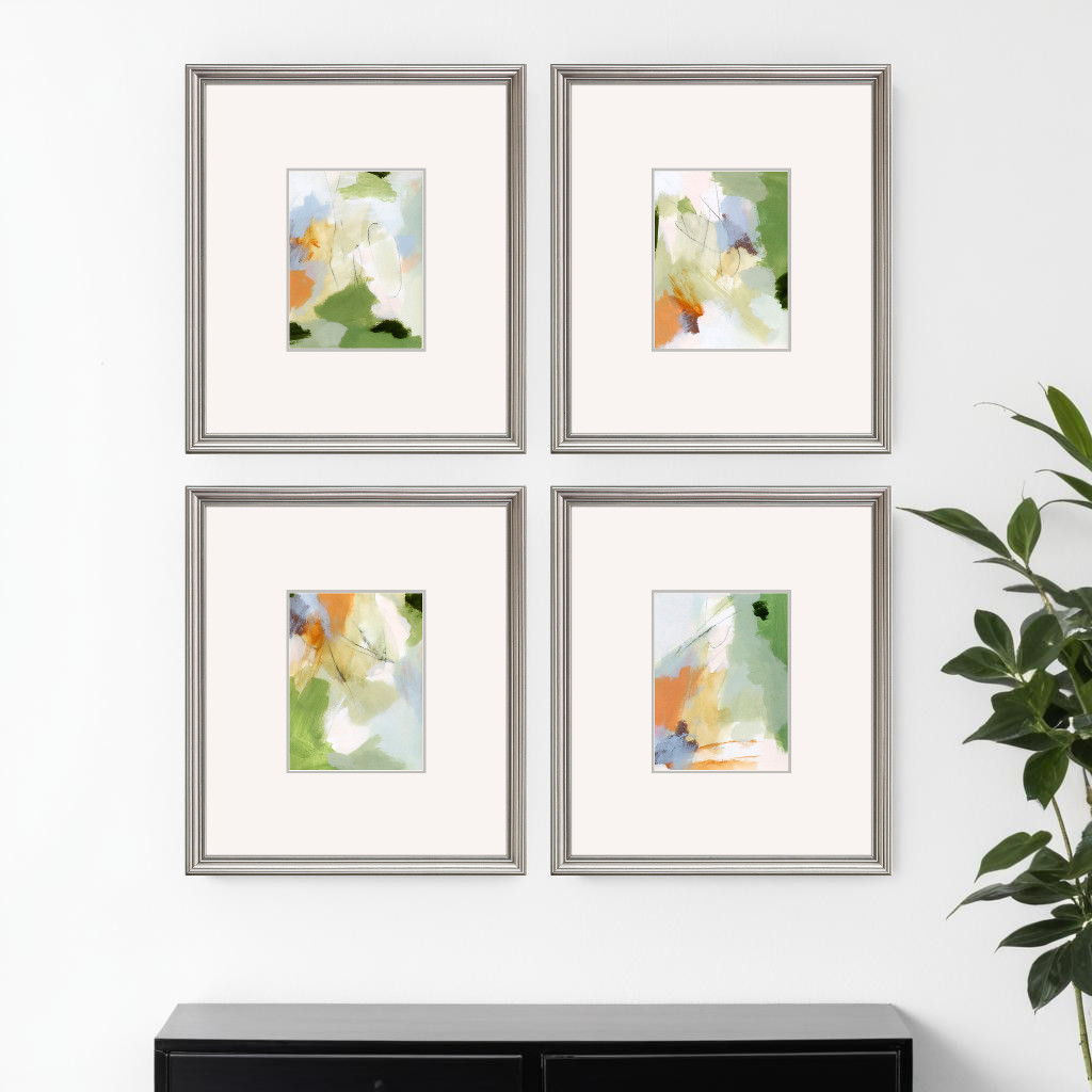 525858 Verdure Silver Framed Print Wall Art, Set of 4