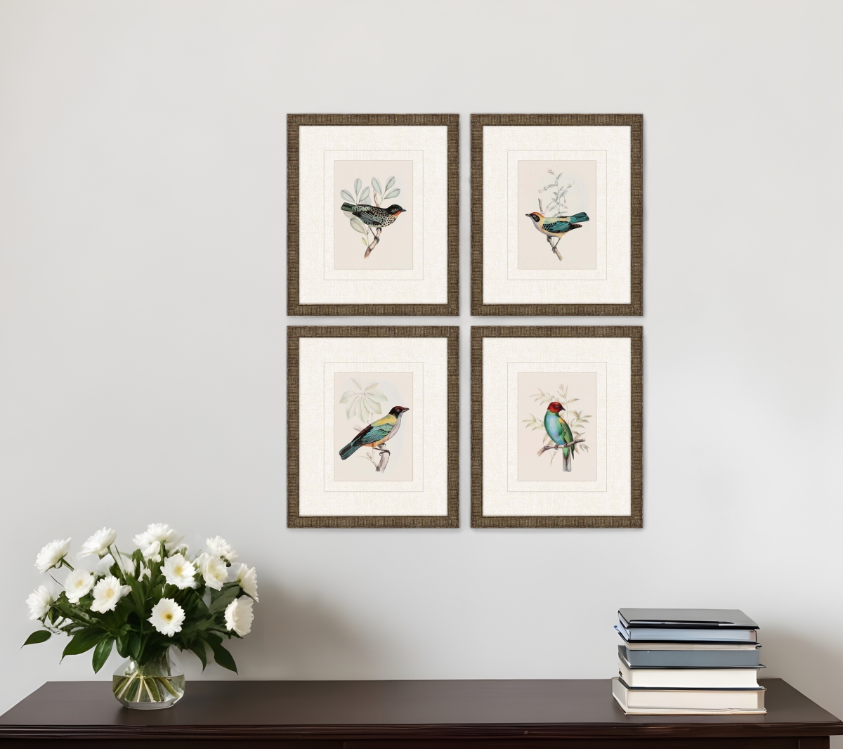 526913 On Perch I Gold Framed Print Wall Art, Set of 4