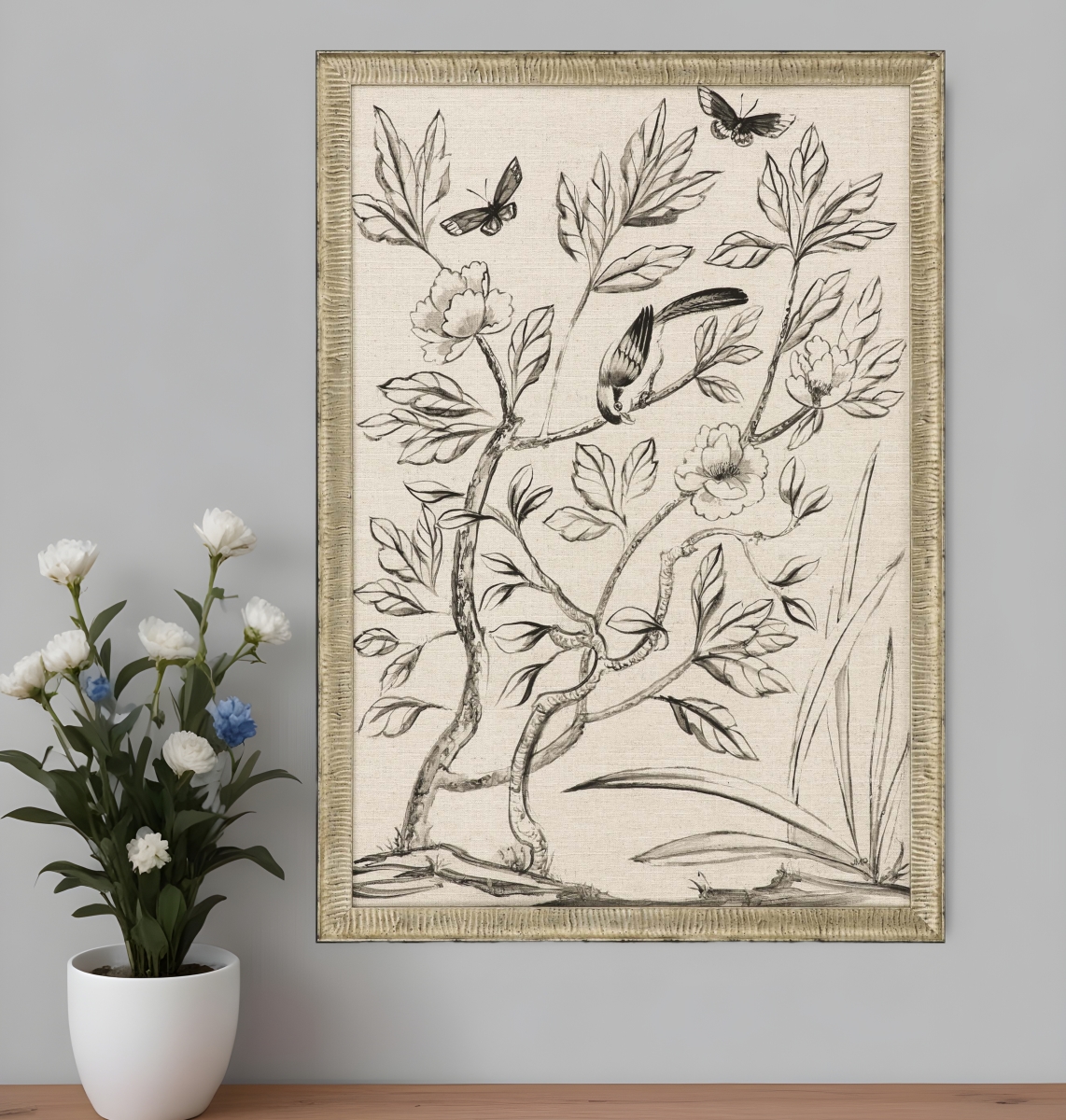 526931 Shimmering Garden II Silver Framed Print Wall Art