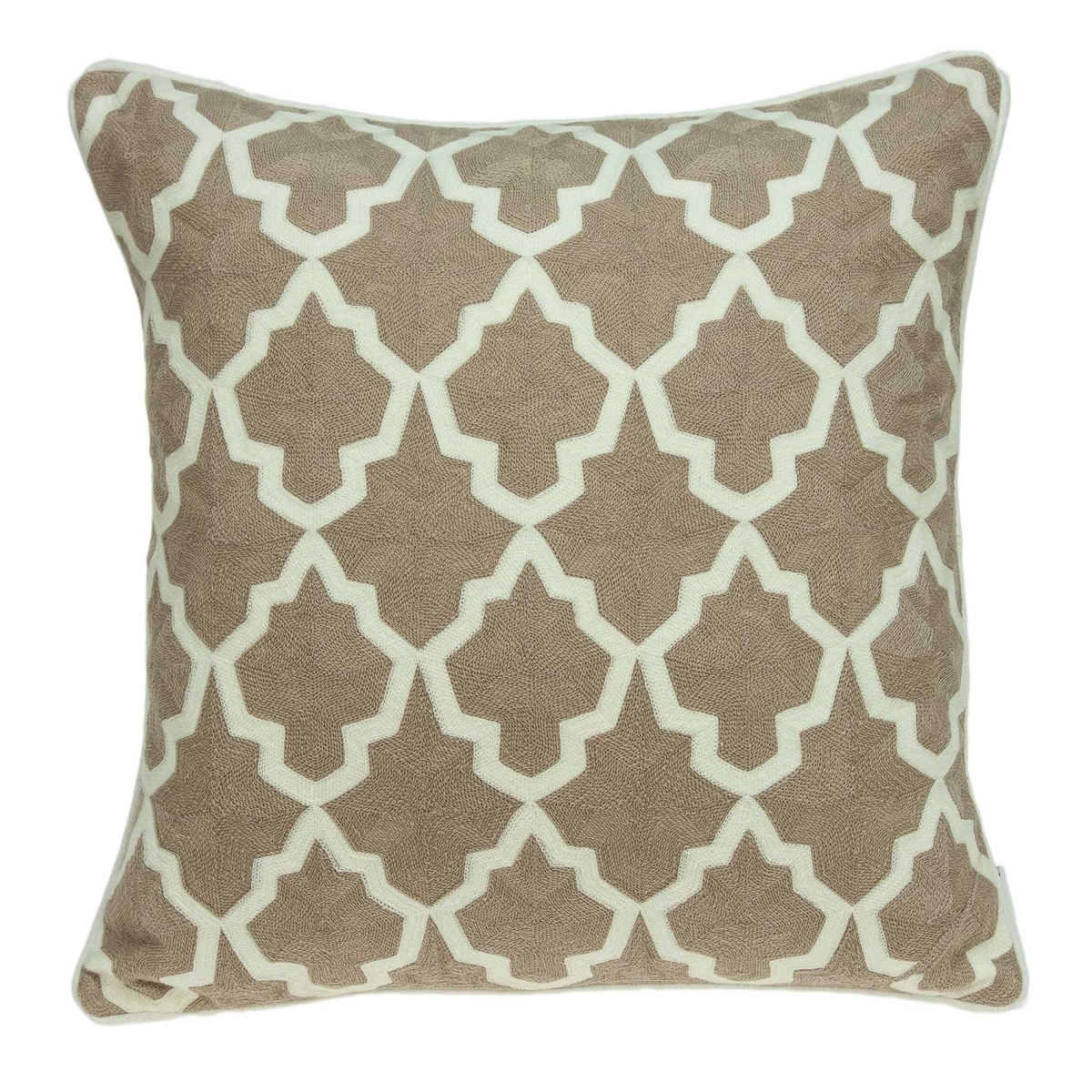 20 x 7 x 20 in. Transitional Beige & White Pillow Cover with Poly Insert