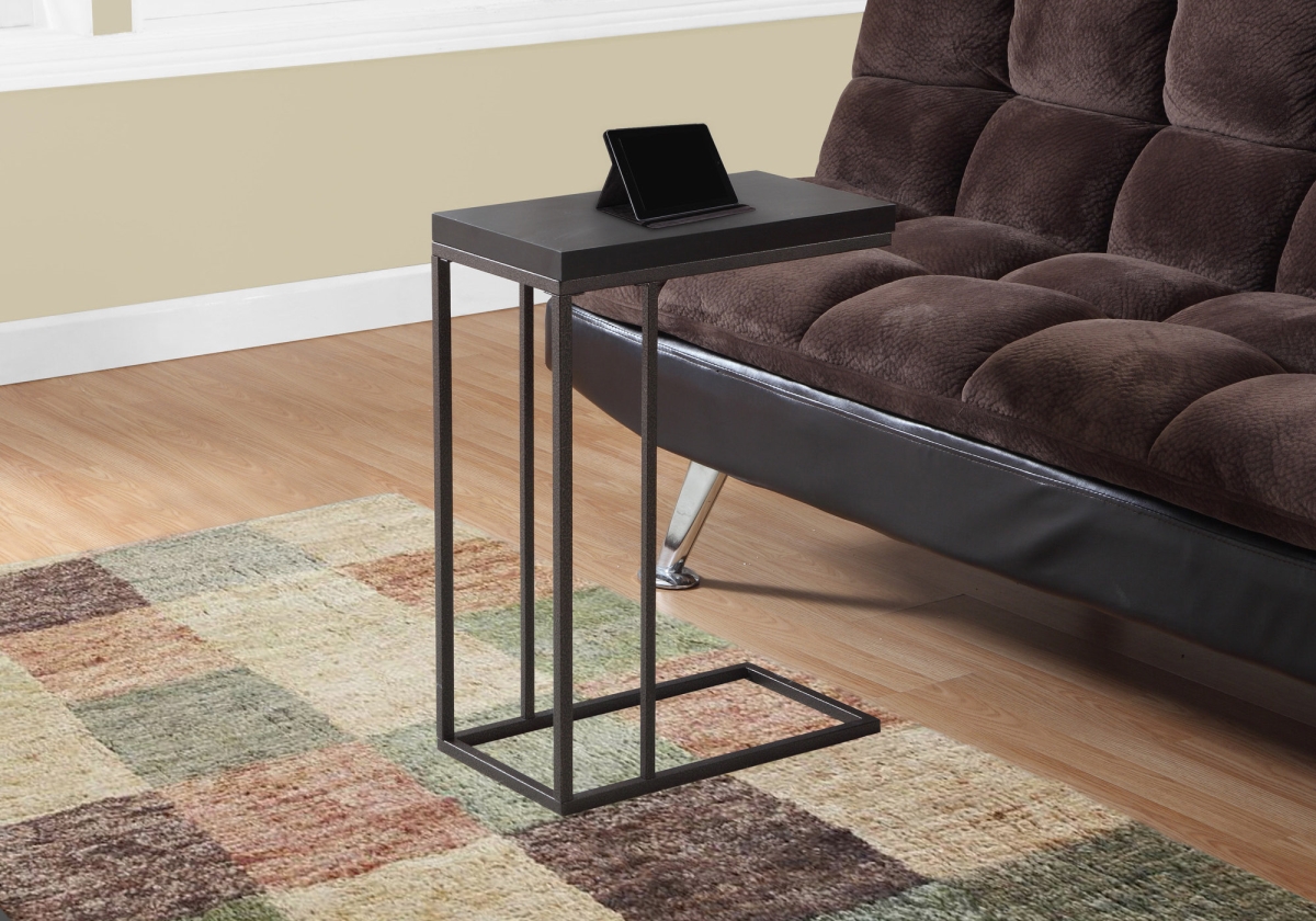 25.25 in. Cappuccino Particle Board & Bronze Metal Accent Table