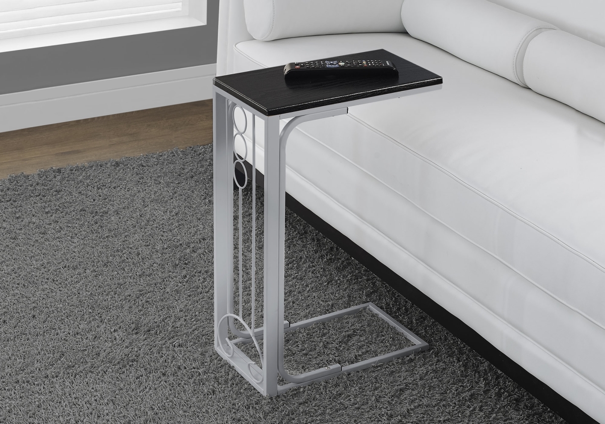 24.5 in. Black MDF & Silver Metal Accent Table
