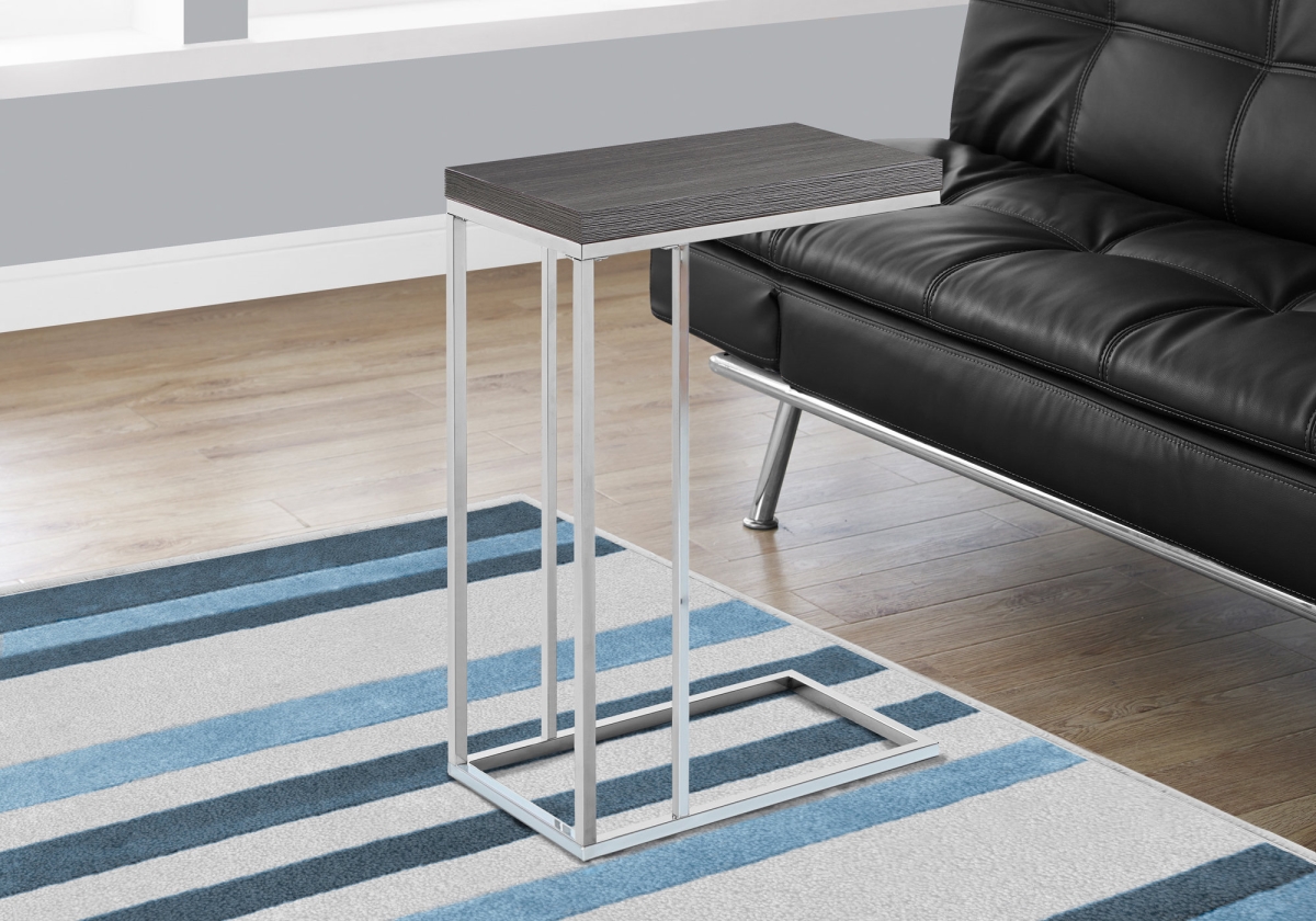 25.25 in. Grey Particle Board & Chrome Metal Accent Table