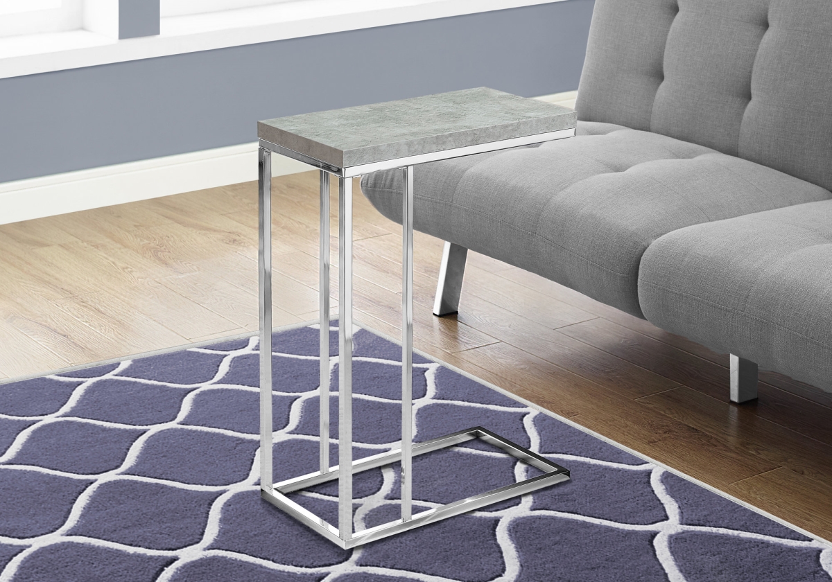 25.25 in. Grey Cement Particle Board & Chrome Metal Accent Table
