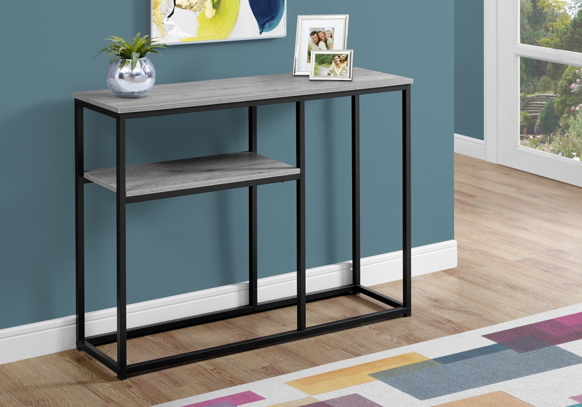 32 in. MDF & Black Metal Accent Table