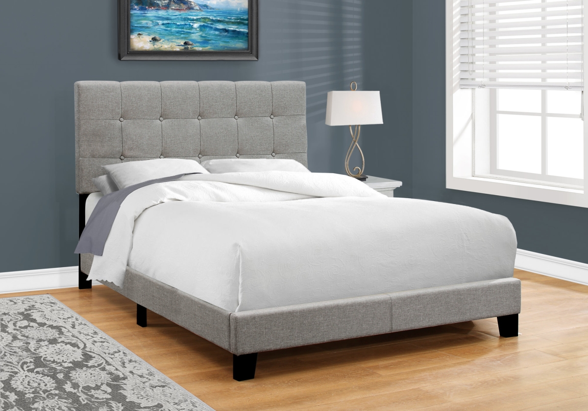 333284 45.75 in. Solid Wood, MDF, Foam & Linen Full Size Bed