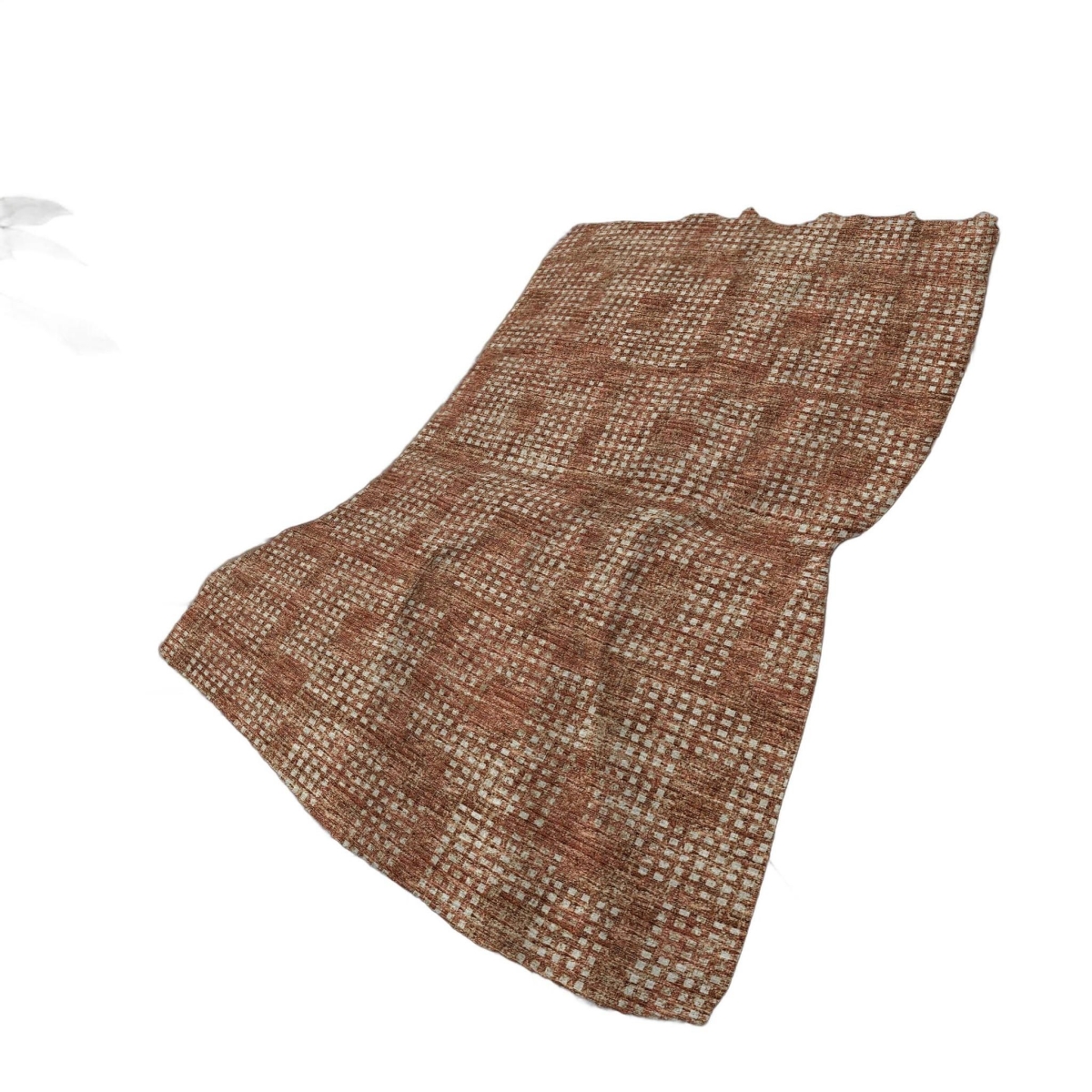 699013 50 x 70 in. Brown & Beige Geometric Machine Wash Polyester Woven Plush Throw Blanket