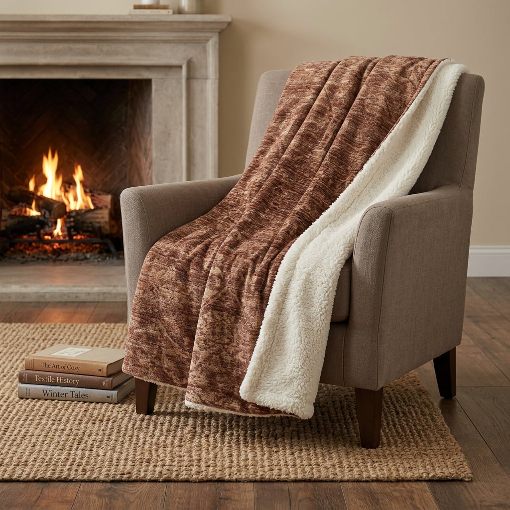 712272 50 x 70 in. Burgundy & Brown Damask Polyester Woven Plush Throw Blanket
