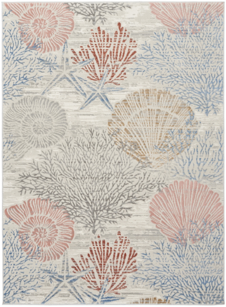 550275 6 x 9 ft. Blue Blush & Gray Seashell & Coral Rectangle Area Rug
