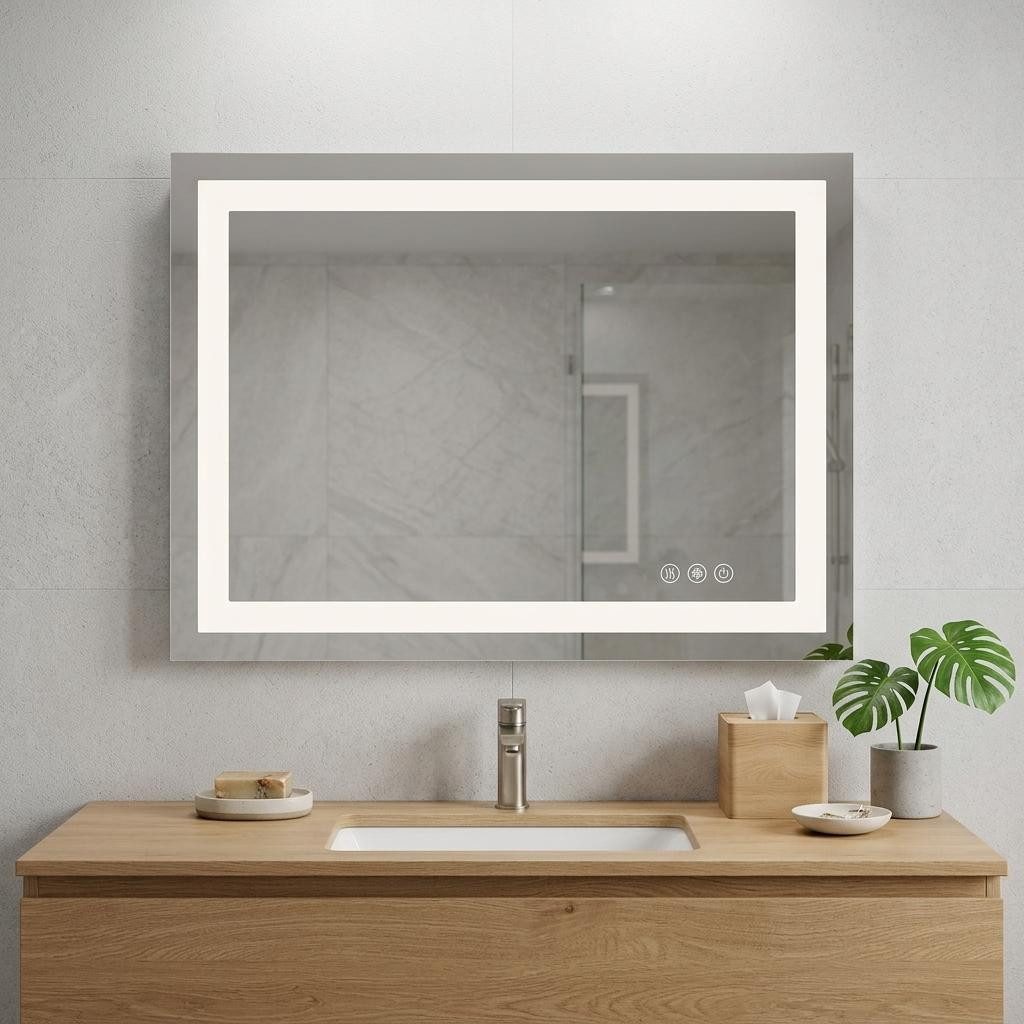 719444 32 in. Lighted Frameless Bathroom Vanity Mirror